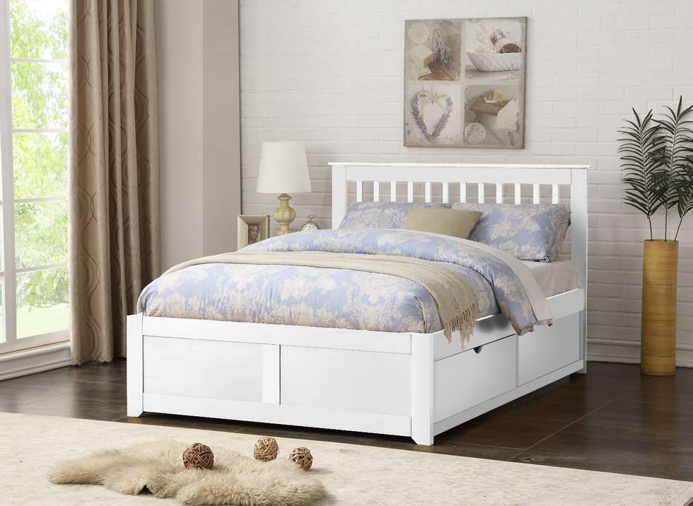 Flintshire Furniture Pentre Fixed Drawer Bed-White